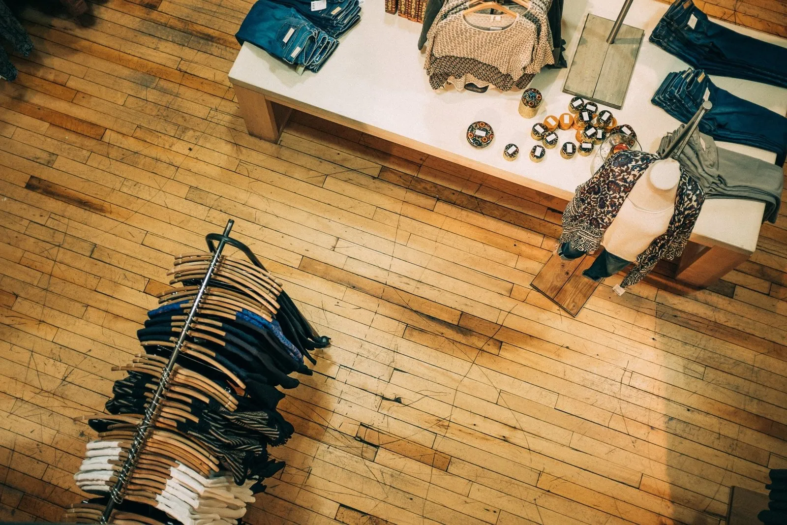 Clothing store seen from above